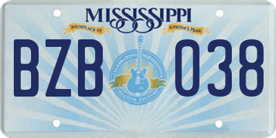 MS license plate BZB038
