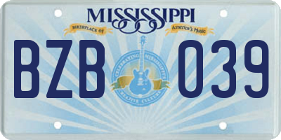 MS license plate BZB039