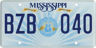 MS license plate BZB040