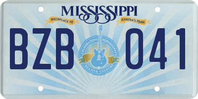 MS license plate BZB041
