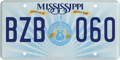 MS license plate BZB060