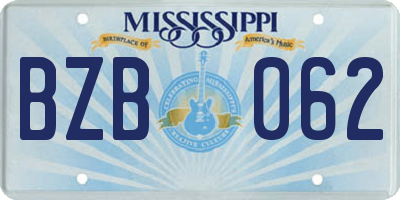 MS license plate BZB062