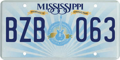 MS license plate BZB063