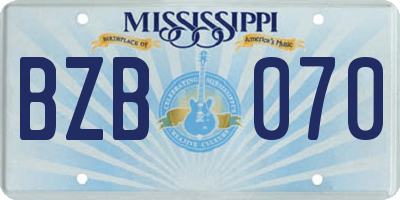 MS license plate BZB070