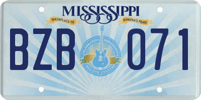 MS license plate BZB071