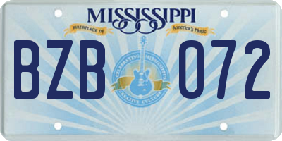 MS license plate BZB072