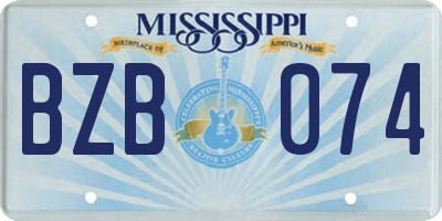 MS license plate BZB074