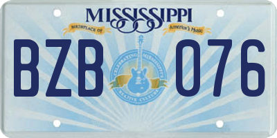MS license plate BZB076
