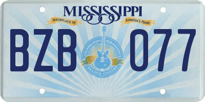 MS license plate BZB077