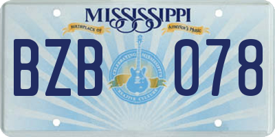 MS license plate BZB078