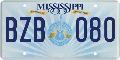 MS license plate BZB080