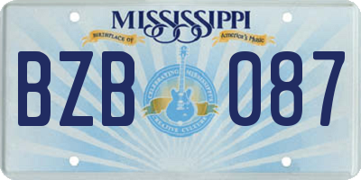 MS license plate BZB087