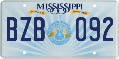 MS license plate BZB092