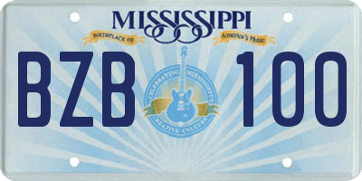 MS license plate BZB100
