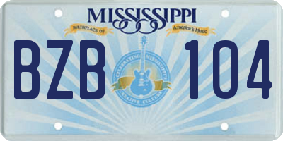 MS license plate BZB104