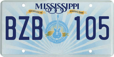 MS license plate BZB105