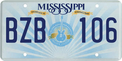 MS license plate BZB106