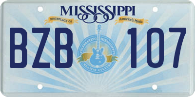 MS license plate BZB107