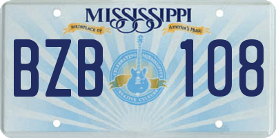 MS license plate BZB108