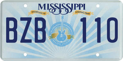 MS license plate BZB110