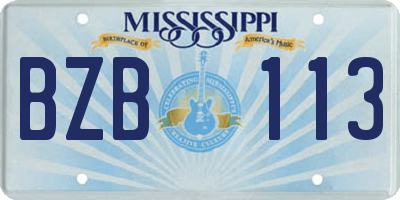 MS license plate BZB113