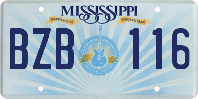MS license plate BZB116