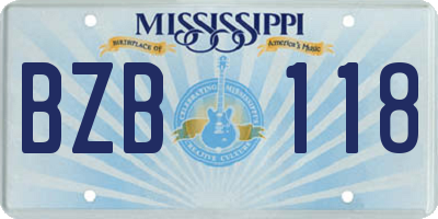 MS license plate BZB118