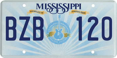 MS license plate BZB120