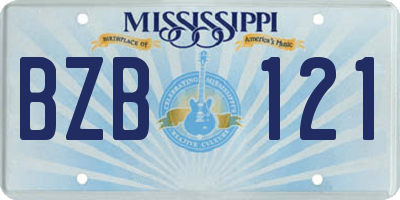 MS license plate BZB121