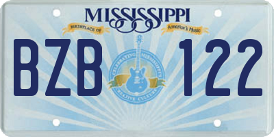 MS license plate BZB122