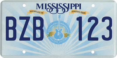 MS license plate BZB123