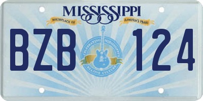 MS license plate BZB124