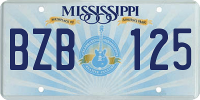 MS license plate BZB125