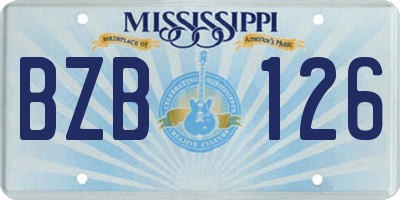 MS license plate BZB126