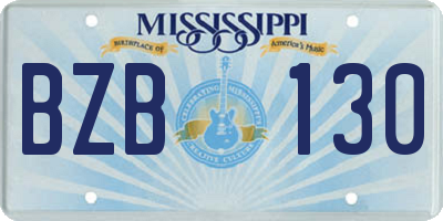 MS license plate BZB130