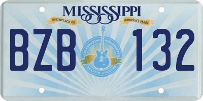 MS license plate BZB132