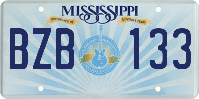 MS license plate BZB133