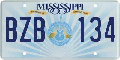 MS license plate BZB134