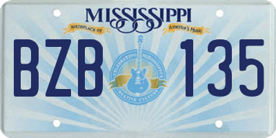 MS license plate BZB135