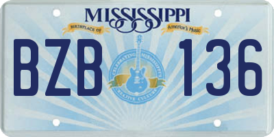 MS license plate BZB136