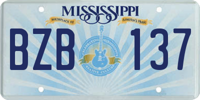 MS license plate BZB137