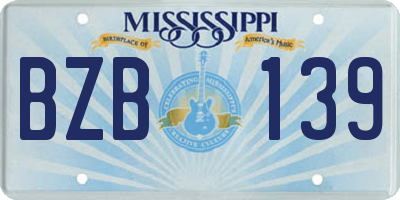 MS license plate BZB139