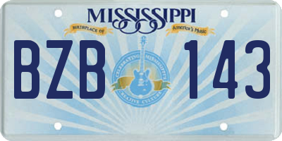 MS license plate BZB143