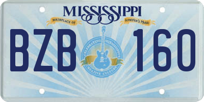 MS license plate BZB160