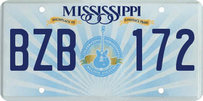 MS license plate BZB172
