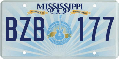 MS license plate BZB177
