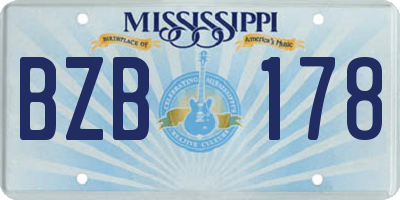 MS license plate BZB178