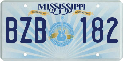 MS license plate BZB182