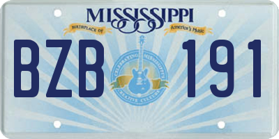 MS license plate BZB191