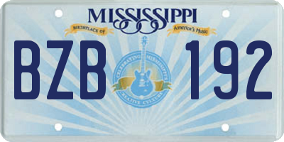 MS license plate BZB192